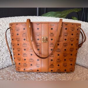 MCM Cognac Visetos Shopper Tote